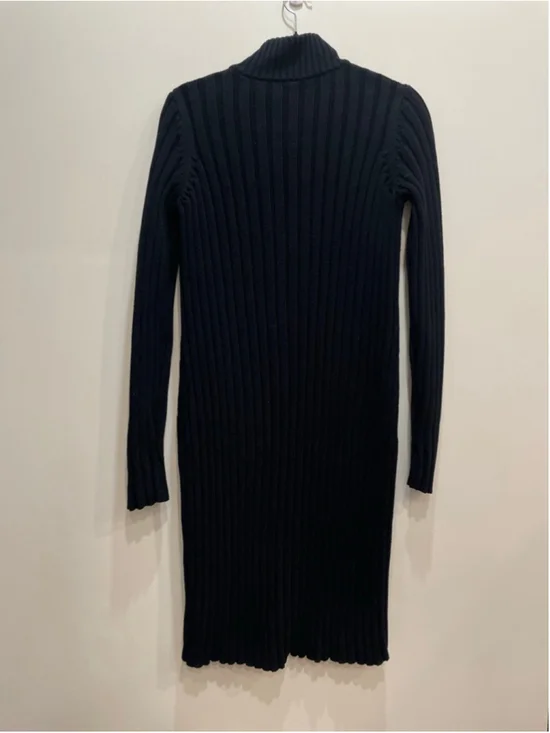 VTG Ralph Lauren Black Ribbed Knit Long Cardigan M Chunky Old Money Minimalist - Picture 4 of 7